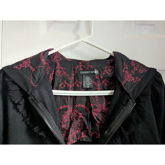 Midnight Hour Corset Hoodie Size L Red Hood Vampire Goth Lace Black Whimsygoth - Picture 9 of 13